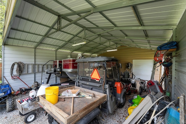 garage with a carport