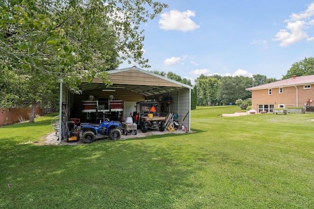 view of yard with a carport