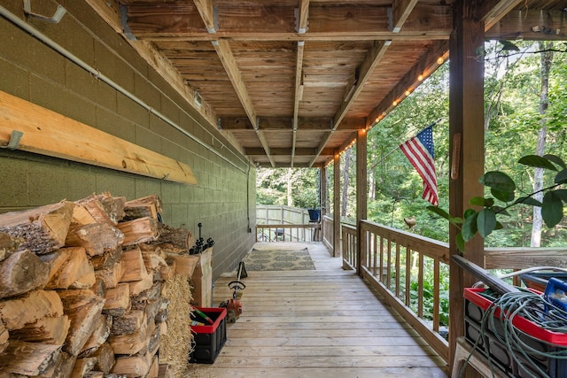 wooden deck with covered porch