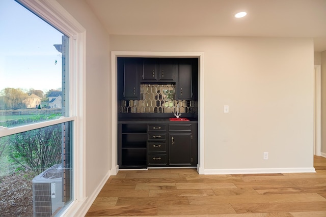 interior space with light hardwood / wood-style flooring