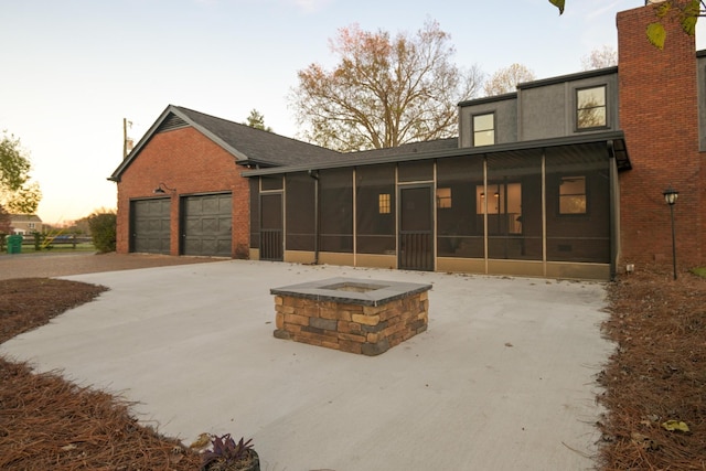 exterior space featuring a garage