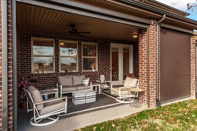 view of patio featuring outdoor lounge area and ceiling fan