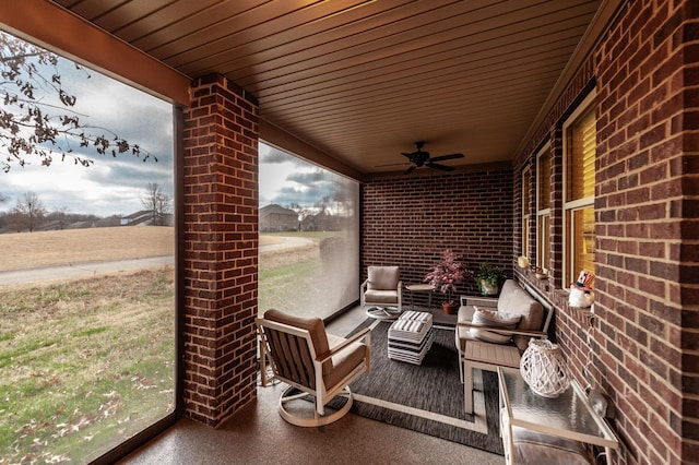 view of patio / terrace featuring an outdoor living space and ceiling fan