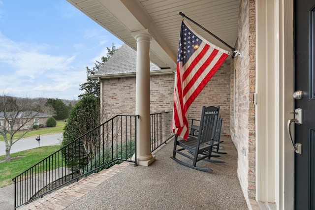 view of patio featuring covered porch