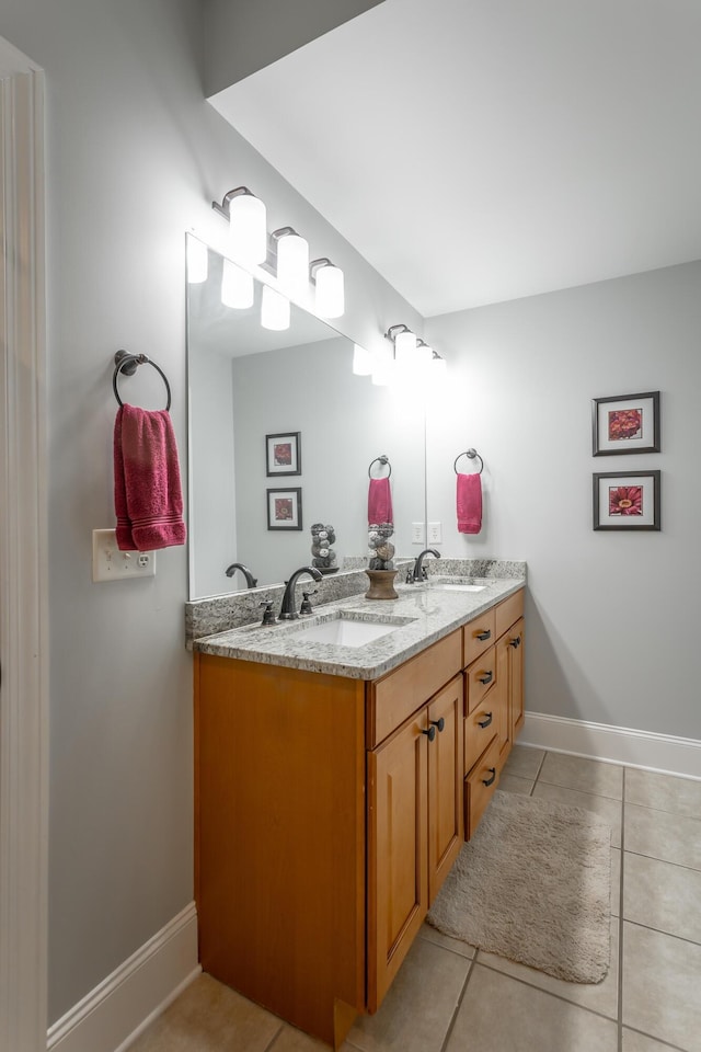 bathroom featuring tile patterned flooring and vanity