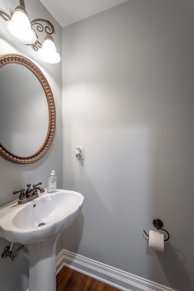 bathroom featuring sink and wood-type flooring