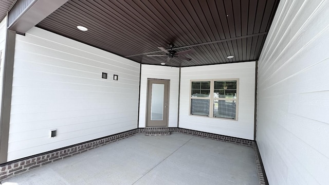 view of patio / terrace featuring ceiling fan