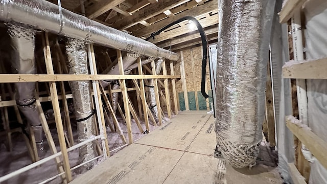 view of unfinished attic