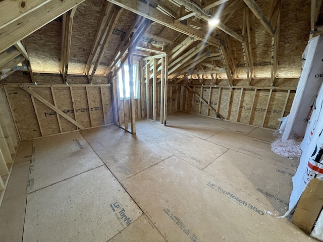 view of unfinished attic