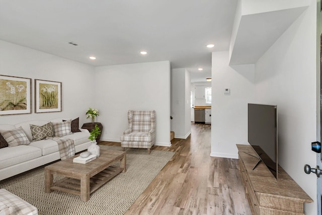 living room featuring light hardwood / wood-style flooring