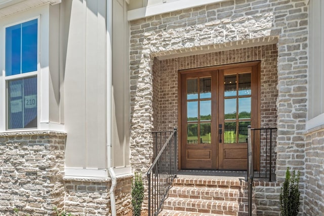 view of exterior entry with french doors