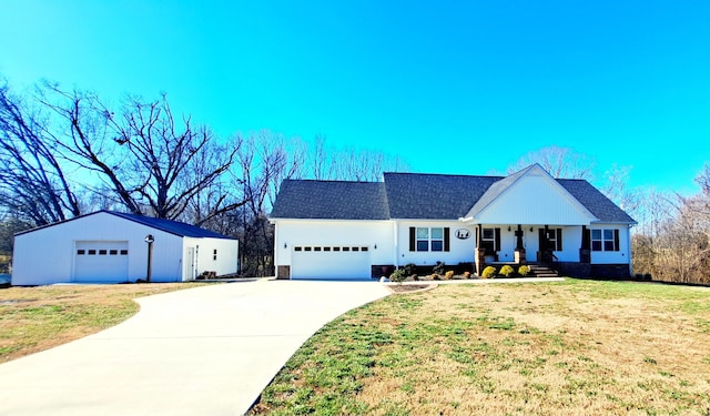 view of front of home with a porch and a front yard