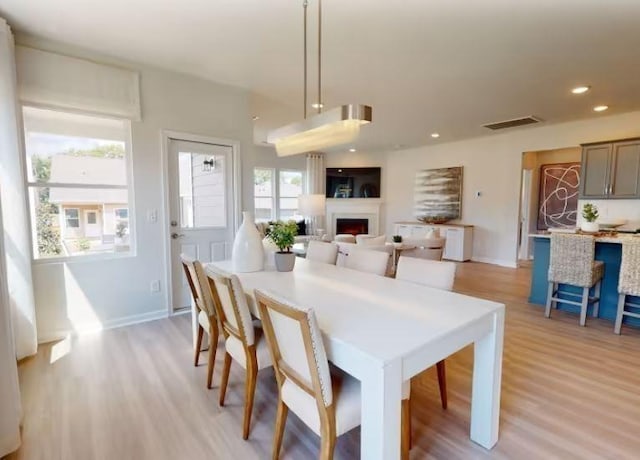 dining area featuring light hardwood / wood-style flooring