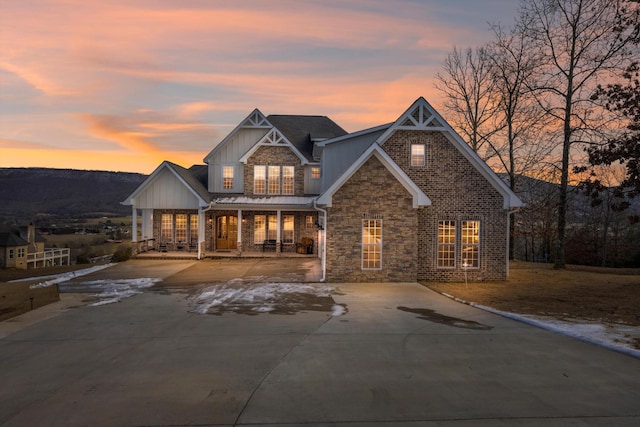 craftsman inspired home featuring a porch