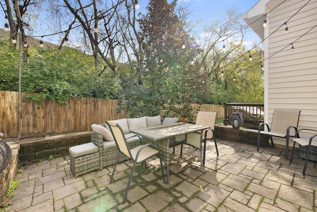 view of patio / terrace featuring an outdoor hangout area