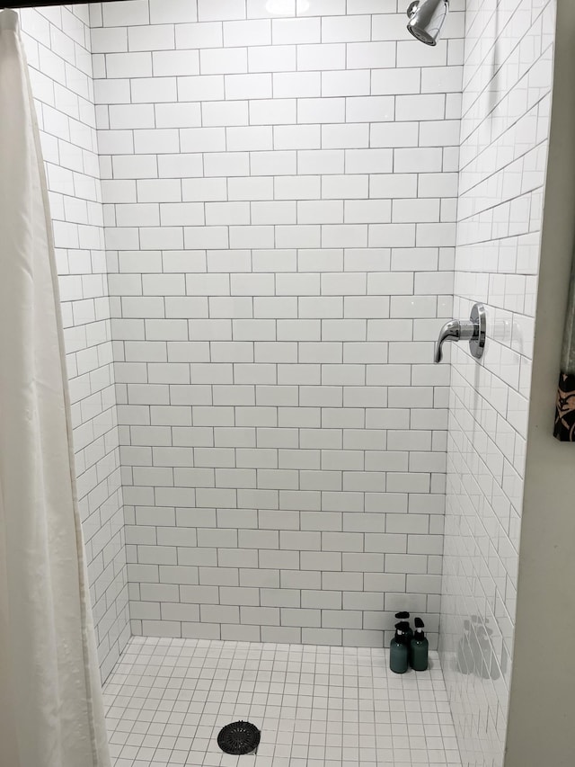 bathroom featuring a shower with shower curtain