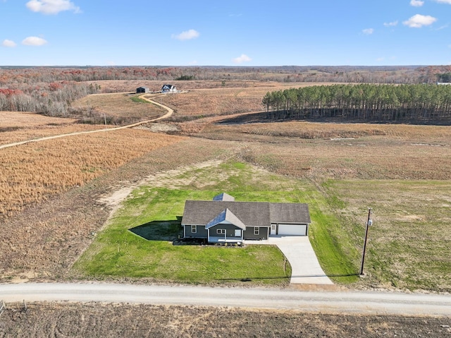 bird's eye view with a rural view