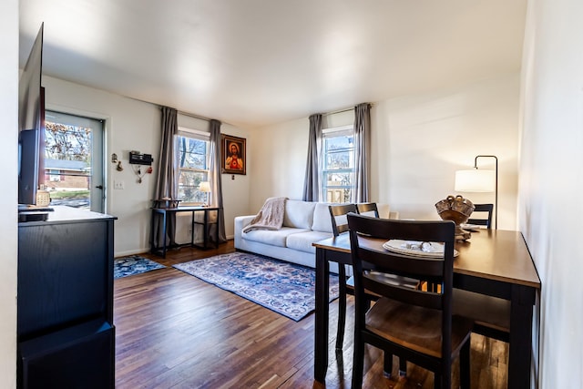 living room featuring dark hardwood / wood-style floors