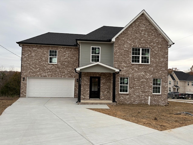 view of front property with a garage