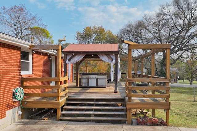 deck featuring a lawn