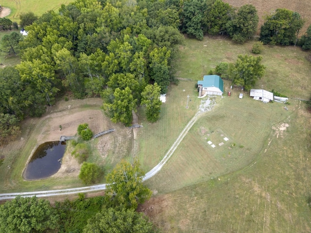 bird's eye view with a rural view and a water view