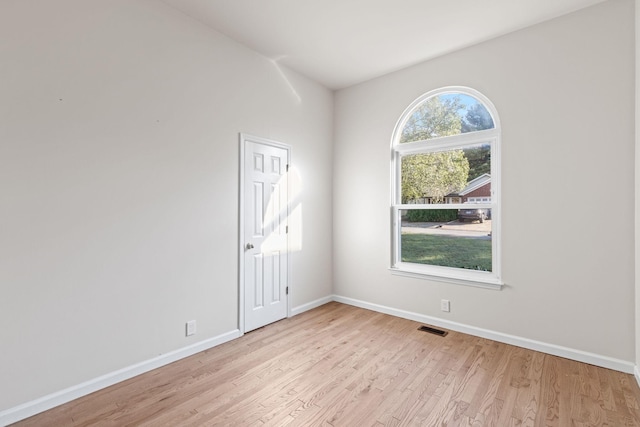 spare room with a healthy amount of sunlight and light wood-type flooring