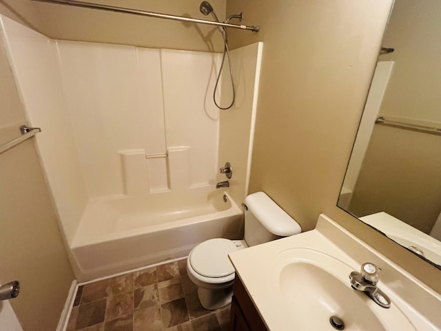 full bathroom featuring vanity, toilet, and bathtub / shower combination