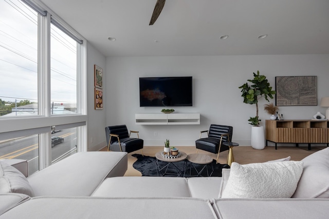 living room with hardwood / wood-style floors