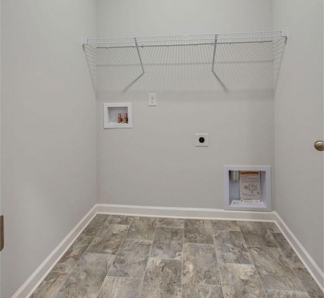 laundry area with electric dryer hookup and washer hookup