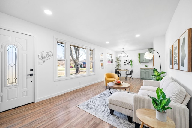 living room featuring light wood-type flooring