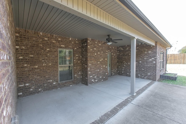 view of patio with ceiling fan