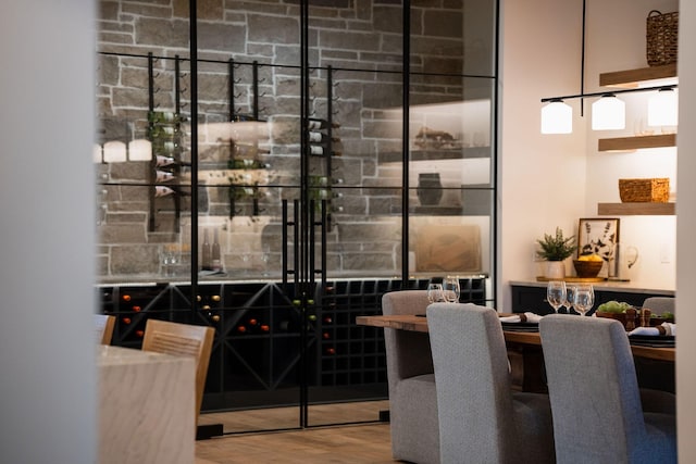 wine room featuring hardwood / wood-style flooring