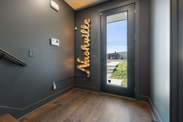 entrance foyer featuring dark hardwood / wood-style flooring