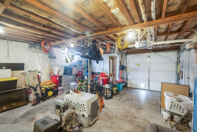 garage with a garage door opener