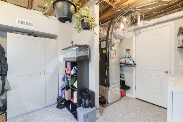 interior space with washer and clothes dryer