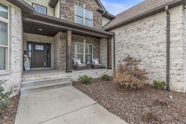 property entrance with covered porch