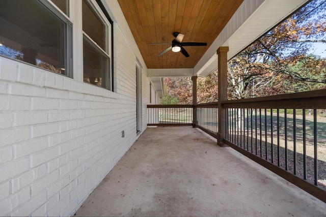 view of patio / terrace with ceiling fan and covered porch