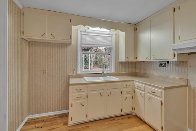 kitchen featuring light hardwood / wood-style floors and sink