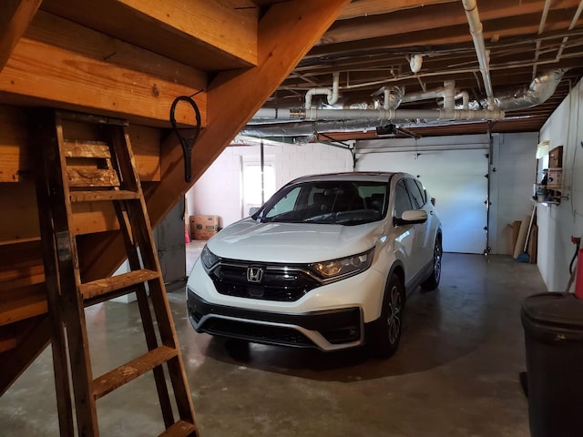 garage with a garage door opener