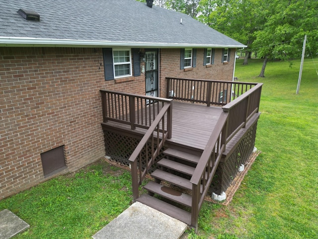 2055 Chisholm Rd, Iron City, TN 38463 - deck featuring a yard and stairs