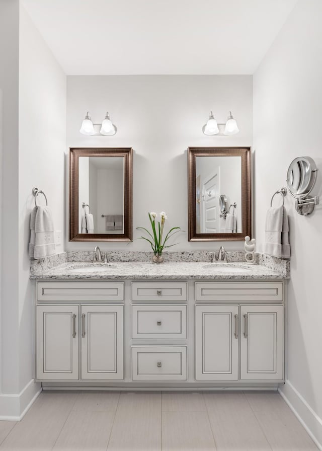 bathroom featuring tile patterned flooring and vanity