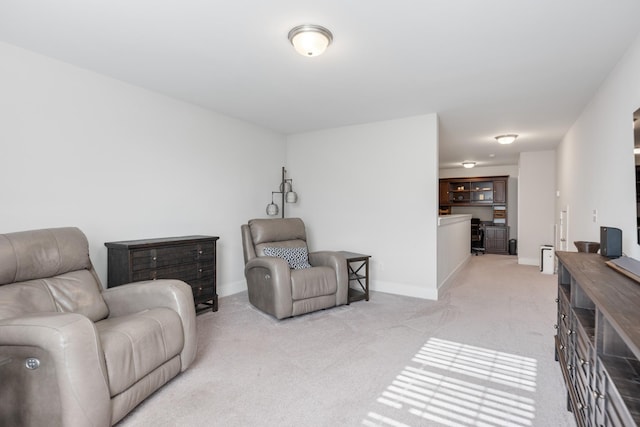 sitting room with light carpet