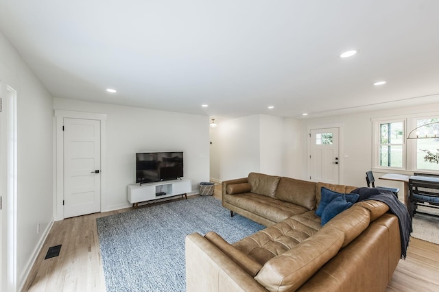 living room featuring light hardwood / wood-style floors