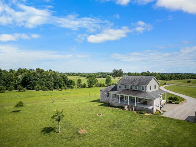 bird's eye view with a rural view