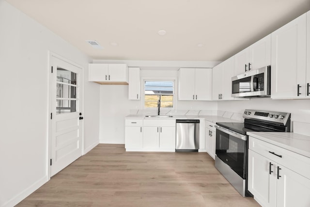 kitchen with white cabinetry, sink, and stainless steel appliances