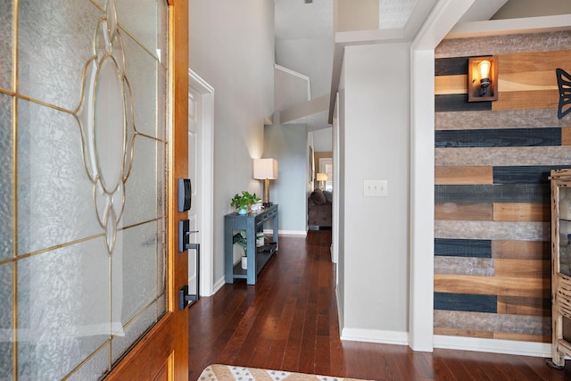 hallway featuring dark wood-type flooring