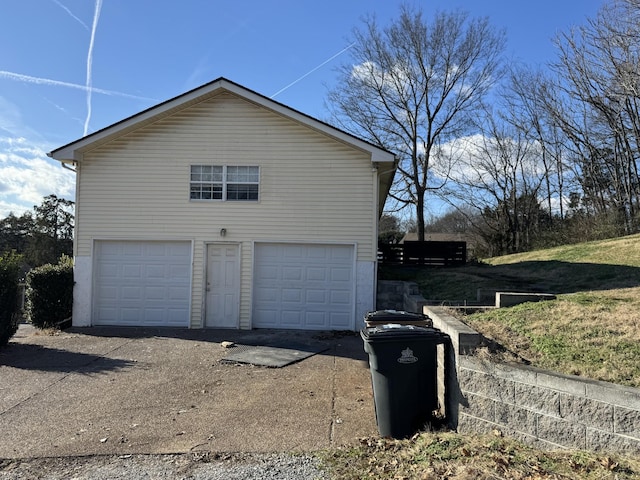 view of garage