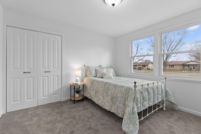 bedroom with a closet and carpet