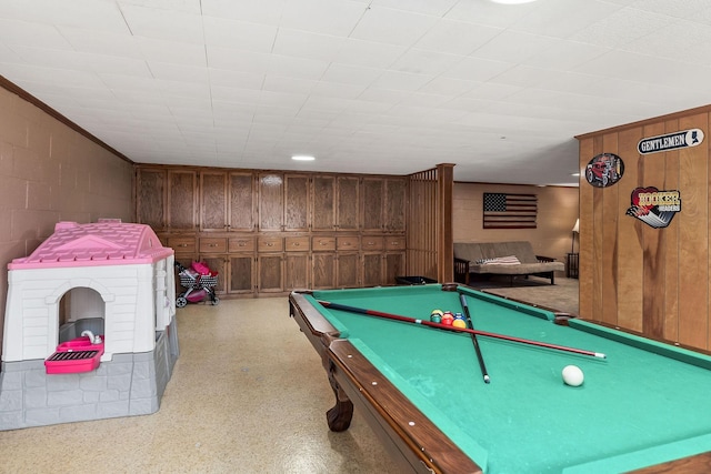 recreation room with billiards