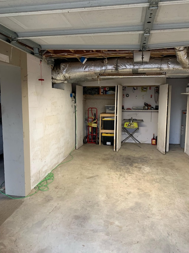 garage with water heater